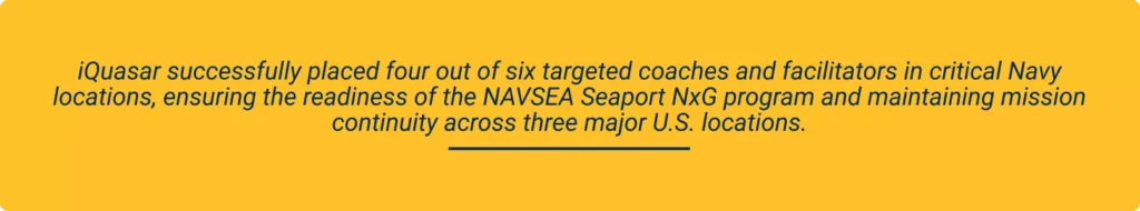 successful placement outcomes and continued Navy program readiness, fulfilling key staffing roles