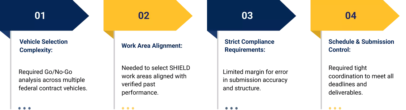 challenges related to vehicle selection, compliance, work area alignment, and proposal timelines.