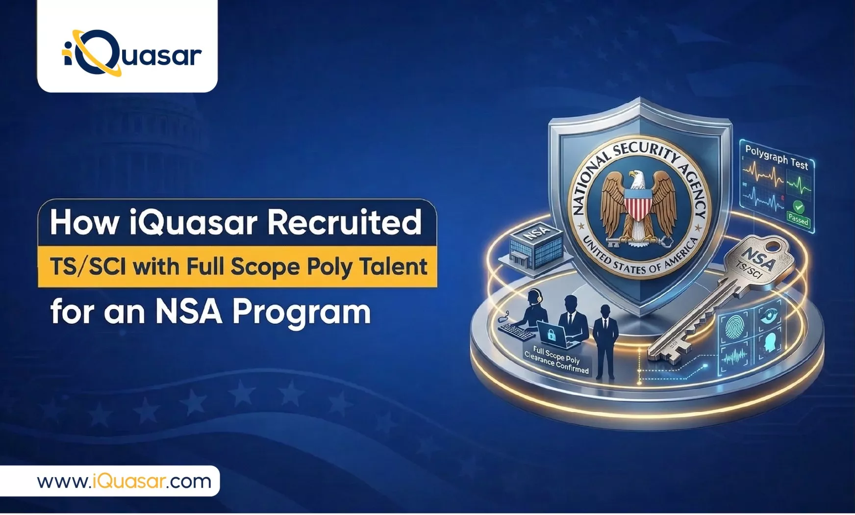 iQuasar Helped Recruit TS/SCI with Full Scope Poly Talent for an NSA Program TS/SCI with Full Scope Polygraph