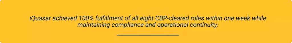 Value delivered through rapid CBP-cleared recruitment and successful fulfillment of eight federal positions